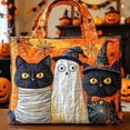 thumbnail image 5 of Shadoumai Halloween Quilted Tote Bag for Women, Pumpkin Black Cat Witch Hat Print Large Spacious Handbag, Reusable Shopping Bag, 5 of 6