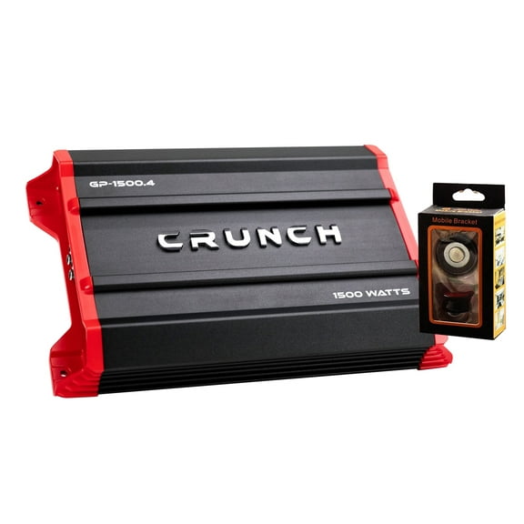 Crunch Ground Pounder GP-1500.4 1500W Max 4 Channel Class AB 1500 Watts Car Amplifier with Absolute Magnet Phone Holder Bundle