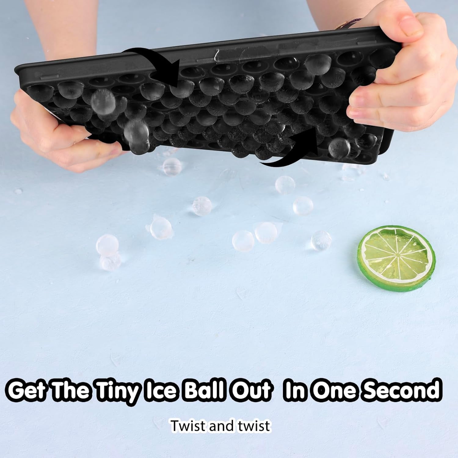 Mini Ice Cube Trays, Upgraded Small 104x4 Ice Cube Tray for Chilling Drinks and Juices - Easy Release, Black Trays with Ice Bin and Scoop (4 Pack)