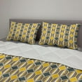 thumbnail image 2 of Geometric Comforter & Sham Bedding Set, Ornate Curved Stripes in Circles Contemporary Abstract and Retro Style, 3 pcs Duvet Set Microfiber Filling Quilt, 5 Sizes, Grey Yellow White, by Ambesonne, 2 of 4