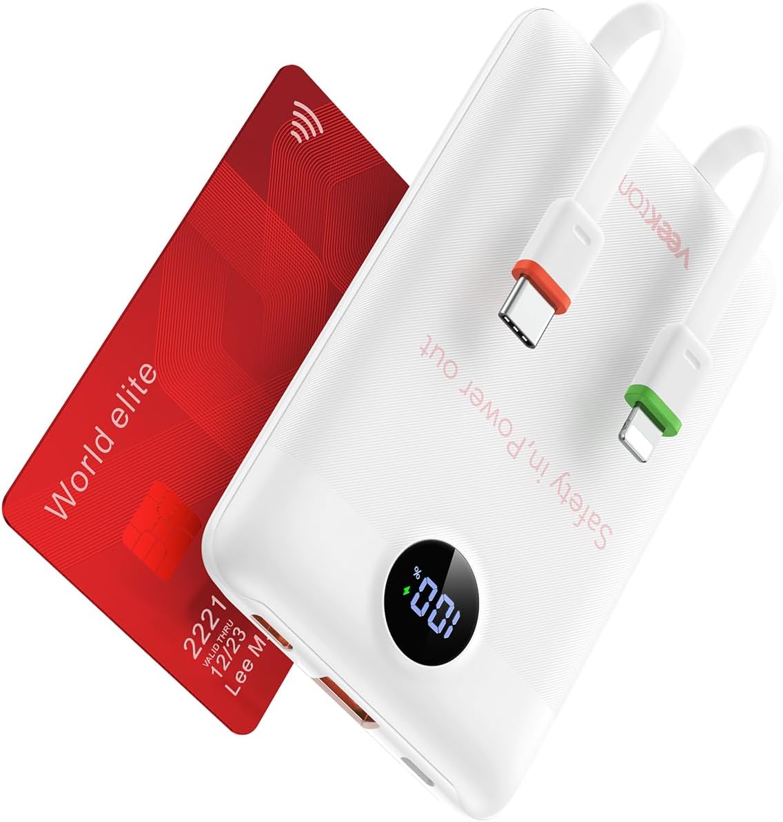 Portable Charger Built-in Cables, Power Bank for iPhone, Fast Charge USB C Battery Pack Travel Essentials Powerbank Compatible with iPhone 17/16/15/14, Samsung S25/24