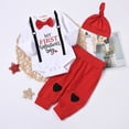 thumbnail image 3 of EnJoCho Kids Baby Boy Valentine’s Outfit Long Sleeve Letters 𝖱omper Pants Hat Set First Valentines Clothing Apparel Garment Bodysuit Holiday Celebration Gift, 3 of 8