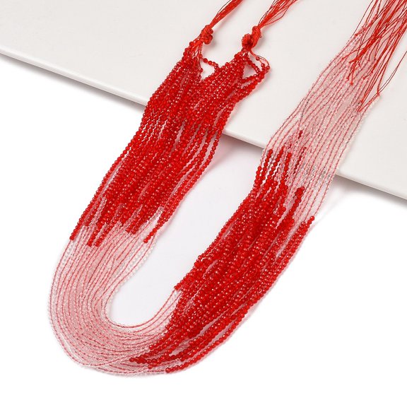 Transparent Gradient color Glass Beads Strands Segmented Multi-color Beads Faceted Round Red 2mm Hole: 0.5mm about 160~178pcs/strand 13.58 ~14.17 inch(34.5~36cm)