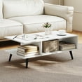 thumbnail image 2 of Gymax 2-Tier Coffee Table w/ Compartments & Metal Legs Rectangle Tea Cocktail Table White, 2 of 10