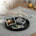thumbnail image 4 of Round Ottoman Tray Serving Decor - Large Black Coffee Table with Handles for Living Room Home Decor, 4 of 8