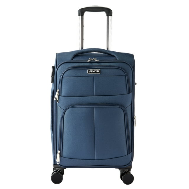 VEVOR 20-Inch Softside Expandable Luggage with Spinner Wheels Carry on Suitcase Blue