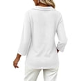 thumbnail image 3 of Bosfbaoi 3/4 Sleeve Collared Tops for Women Solid V Neck Henley Casual Blouses, 3 of 6