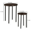 thumbnail image 5 of Round Wooden Top Metal Accent Table, Set of 2, Brown and Black- Saltoro Sherpi, 5 of 5