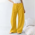 thumbnail image 2 of Stamzod Womens Wide Leg Sweatpants Solid Color Elastic Waist Baggy Pants with Pocket Casual Athletic Palazzo Pants for Women Yellow M, 2 of 9
