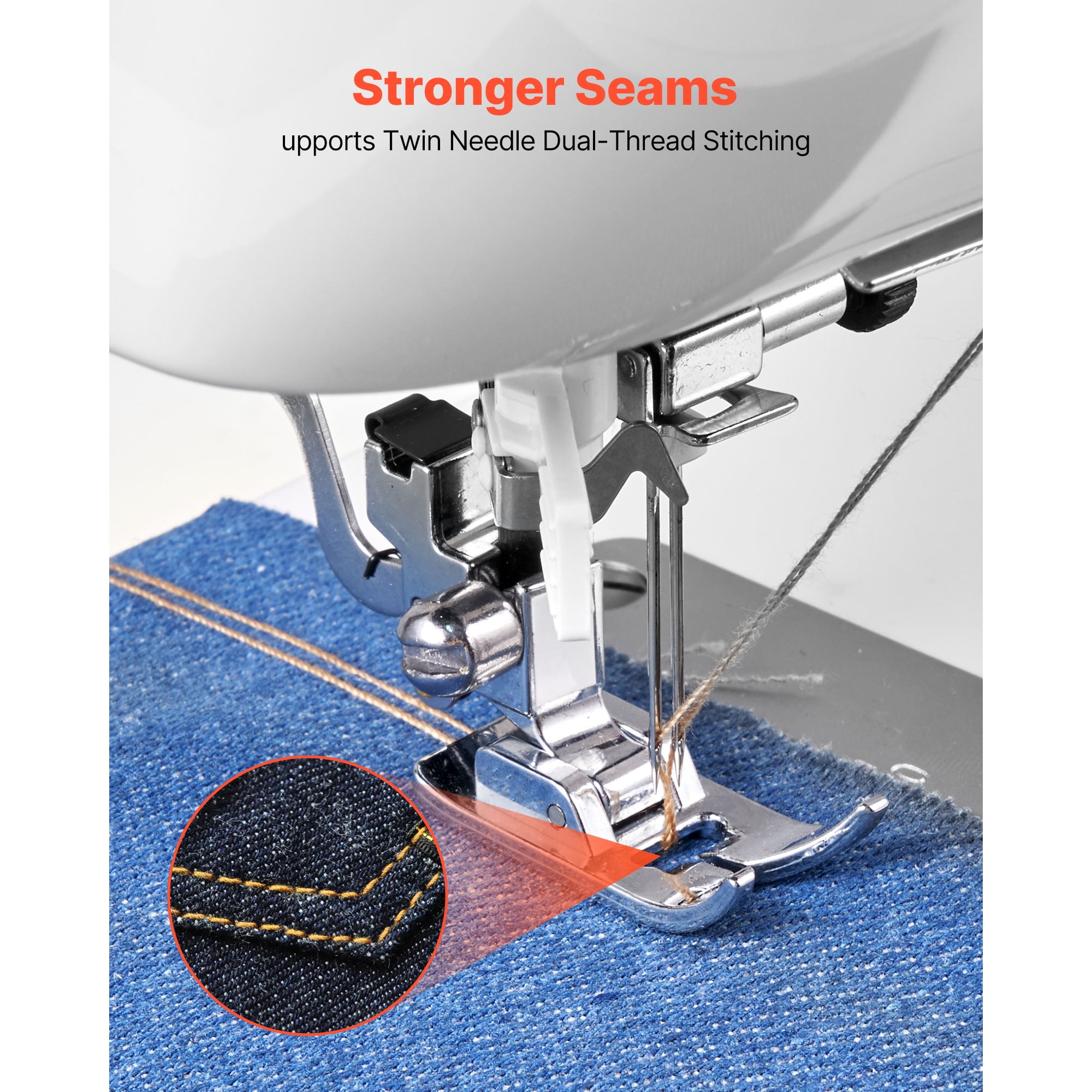 KFFKFF Computerized Sewing Machine with 60 Stitch Options, LED Display, Foot Pedal, and Built-In Light, Durable Metal Frame, Digital Sewing Machine for Crafting and Repairs