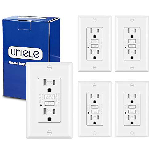 Wall Plate Included TR Tamper Resistant with LED Indicator 5-15R Ultra Slim GFI Dual Receptacle Self-Test Ground Fault Circuit Interrupters 6 Pack, Black UL Listed ELEGRP 15 Amp GFCI Outlet