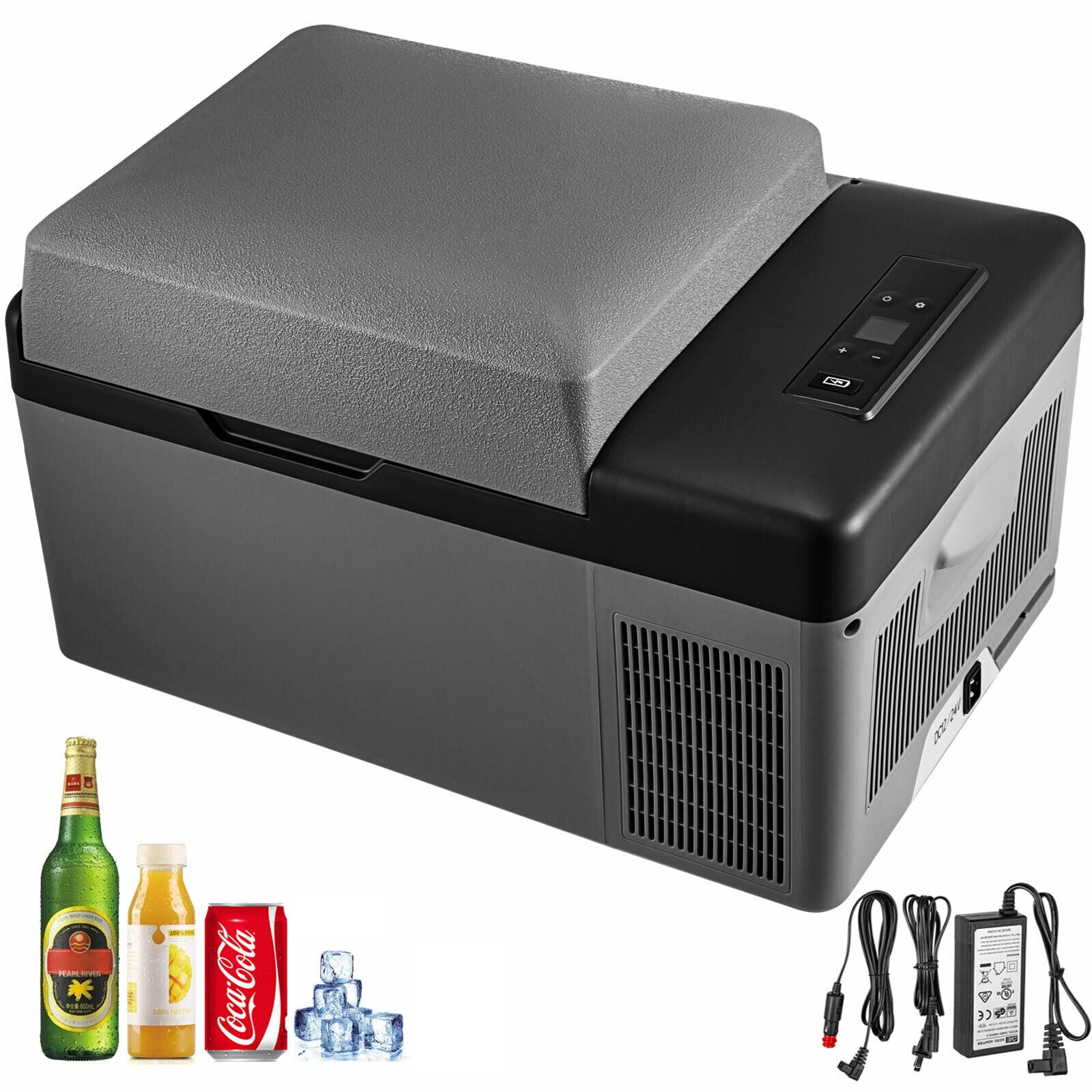 VEVOR Conglateur de Voiture lectrique Portable 21 Quart(20L)  Anti-Vibration Refroidisseur de Voiture Rfrigrateur 12V Voiture,  Vhicule, Camion, VR, Bateau Mini-Frigo Compresseur Conglateur  Camping,12/24V C.c. et 110-240V C.a., Gris - Walmart.ca