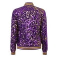 thumbnail image 5 of felwors Women's Gradient Sequin Sparkle Bomber Jacket - Zip-Up Outerwear for Casual & Party Wear Purple, XXL, 5 of 7