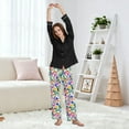 thumbnail image 6 of Dailycode Women's Pajama Pants Wide Leg Lounge Pj Bottoms With Pockets Colorful Little Flowers and Leaves, 6 of 7