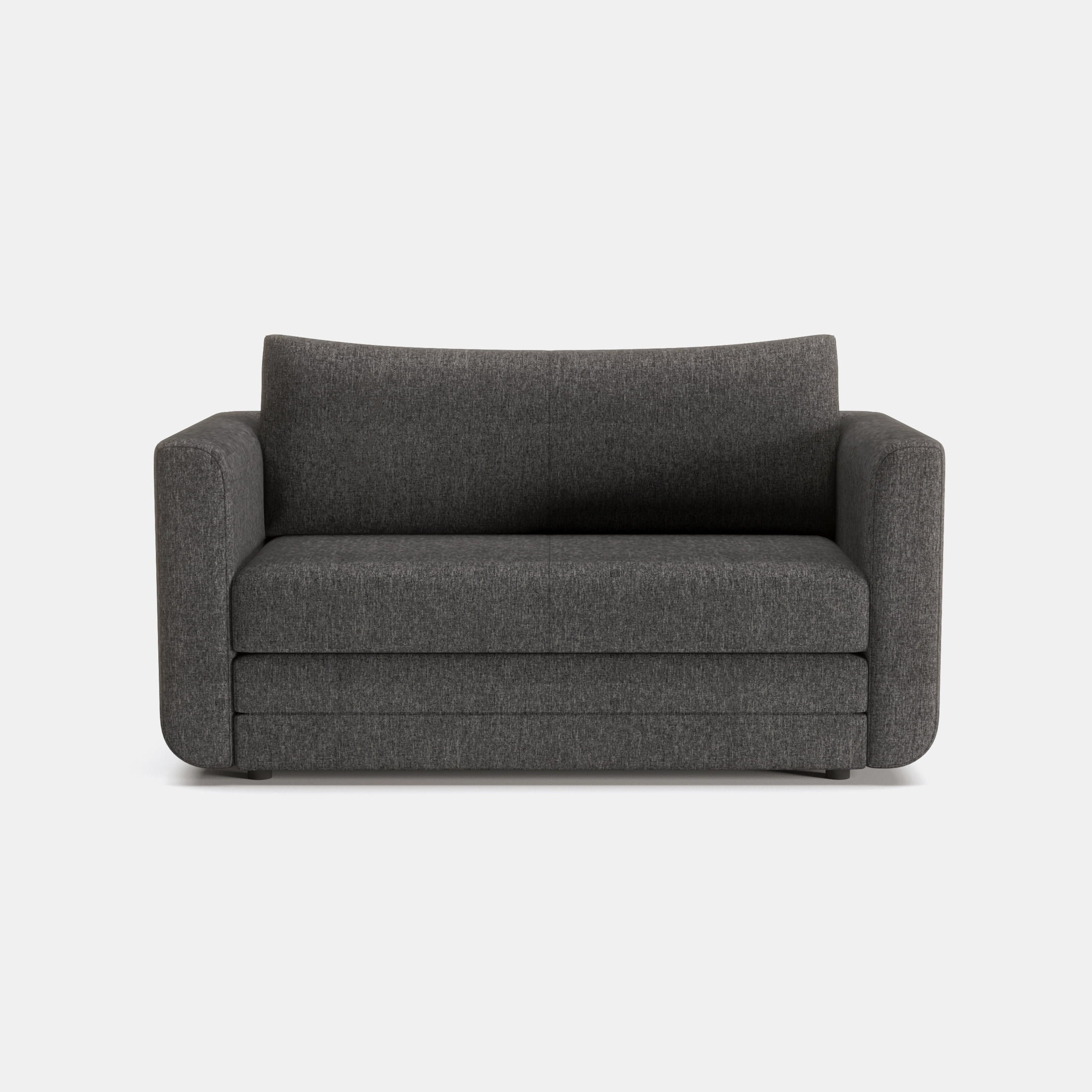 A&D Home Afton Faux Linen Loveseat, 2 Person Compact Sleeper Sofa Bed, Dark Gray