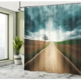 thumbnail image 5 of Ambesonne Landscape Shower Curtain, Roads Travel Clouds, 69"Wx70"L, Brown Teal, 5 of 5