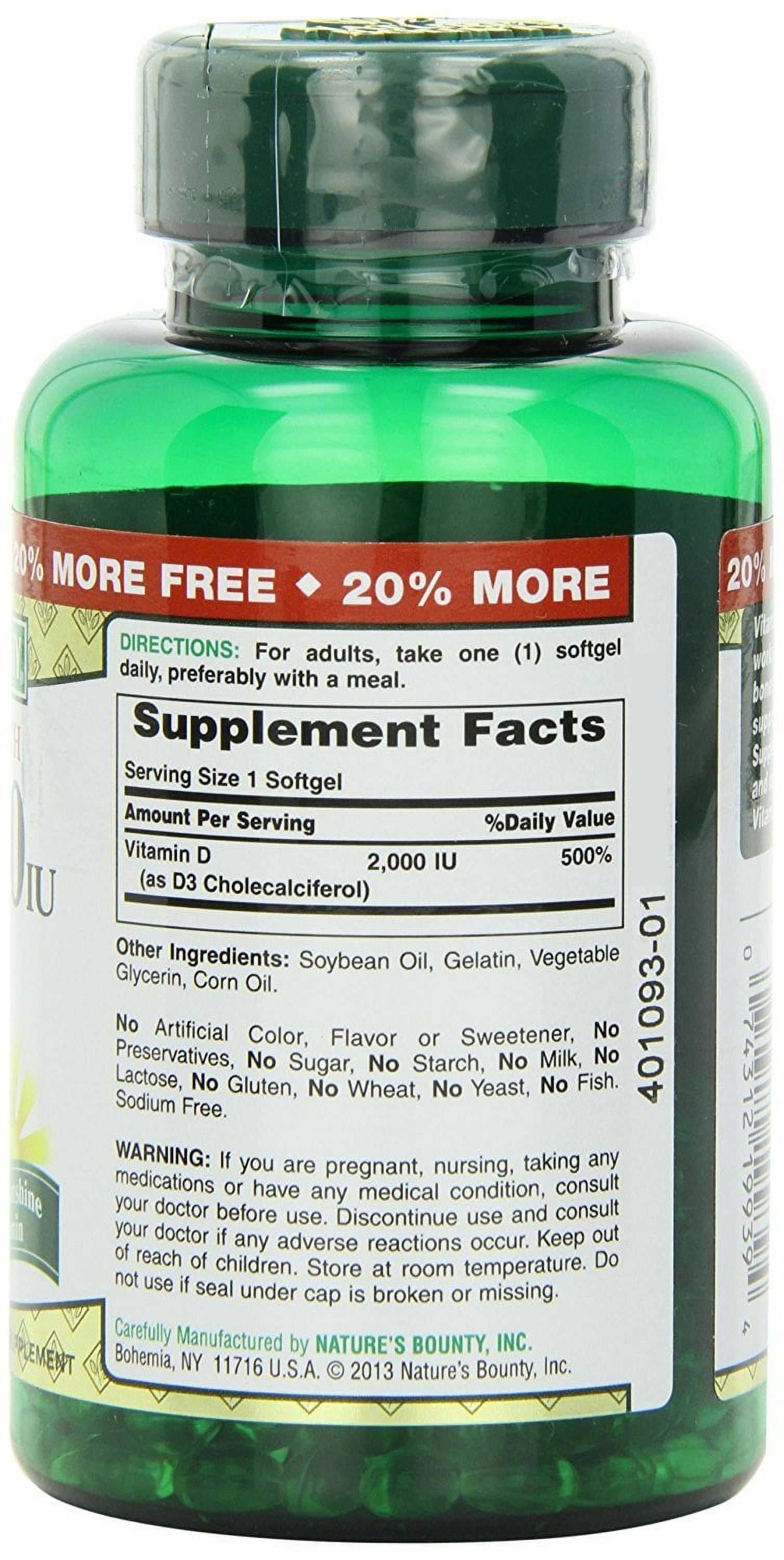 Nature's Bounty Vitamin D3 2000 IU, 240 Softgels