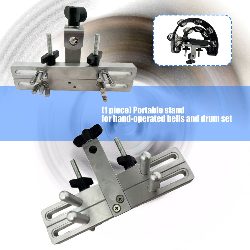 Quick Setup Tambourine Stand Portable Foldable Design Height Adjustable Rotating Knob Metal Base with Secure Grip Clamp