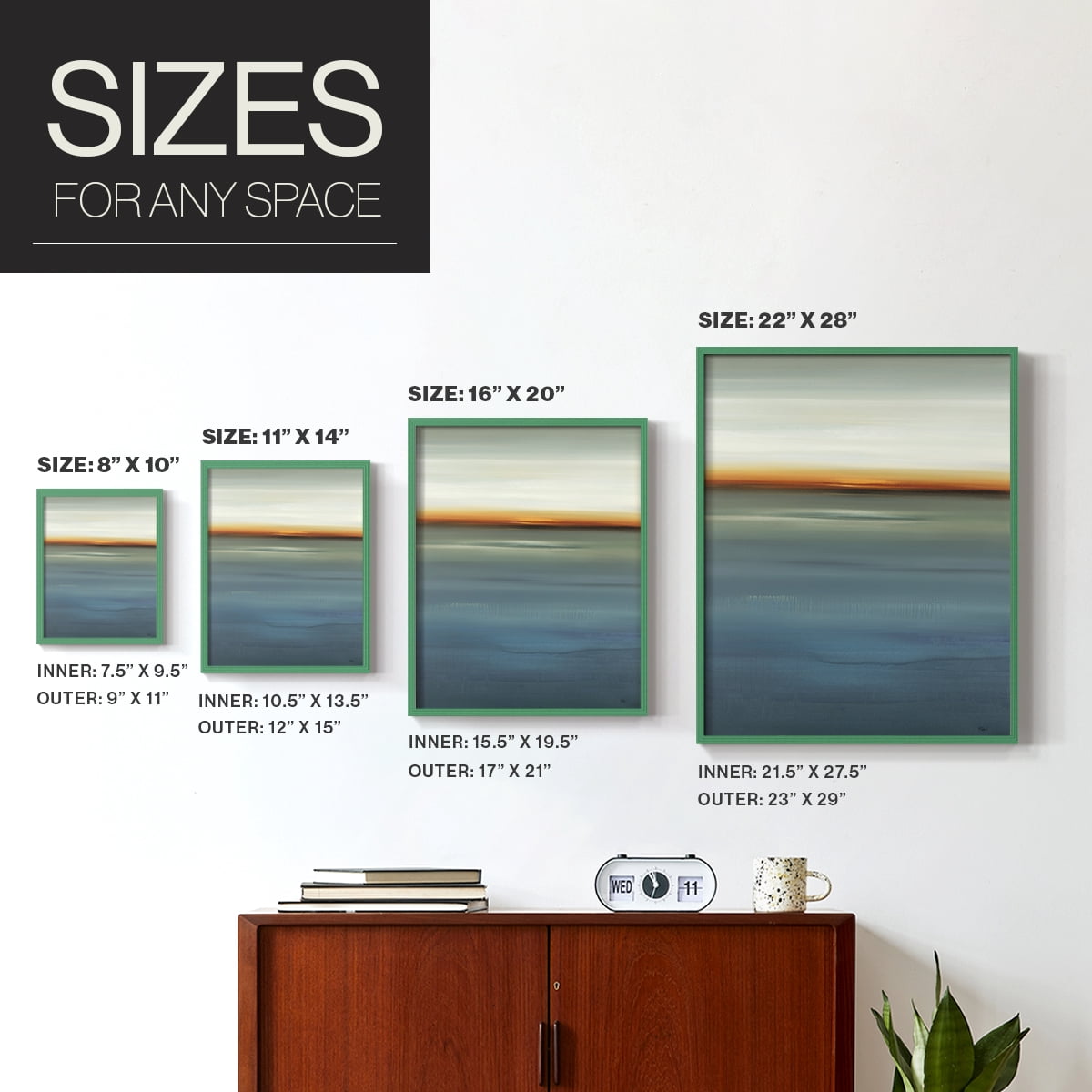 Beside the Blue I Framed Print in Green Solid Wood Framed Print No Nail Hanging