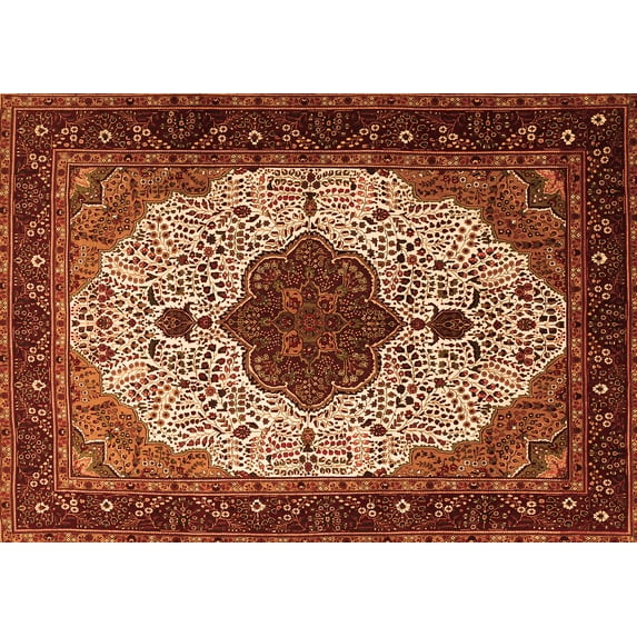 Ahgly Company Indoor Rectangle Medallion Orange Traditional Area Rugs, 3' x 5'