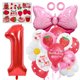 thumbnail image 1 of Set de globos con temática de fresa dulce, número 1 x 14, 1 of 1