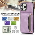 thumbnail image 5 of Allytech for iPhone 13 Mini Case with Double Magnetic Clasp, Wallet PU Leather Cover Hands-Free Kickstand Back Card Slots/Cash Holder Flip Scratch Free Case for iPhone 13 Mini 5.4" 2021[5G], Purple, 5 of 6