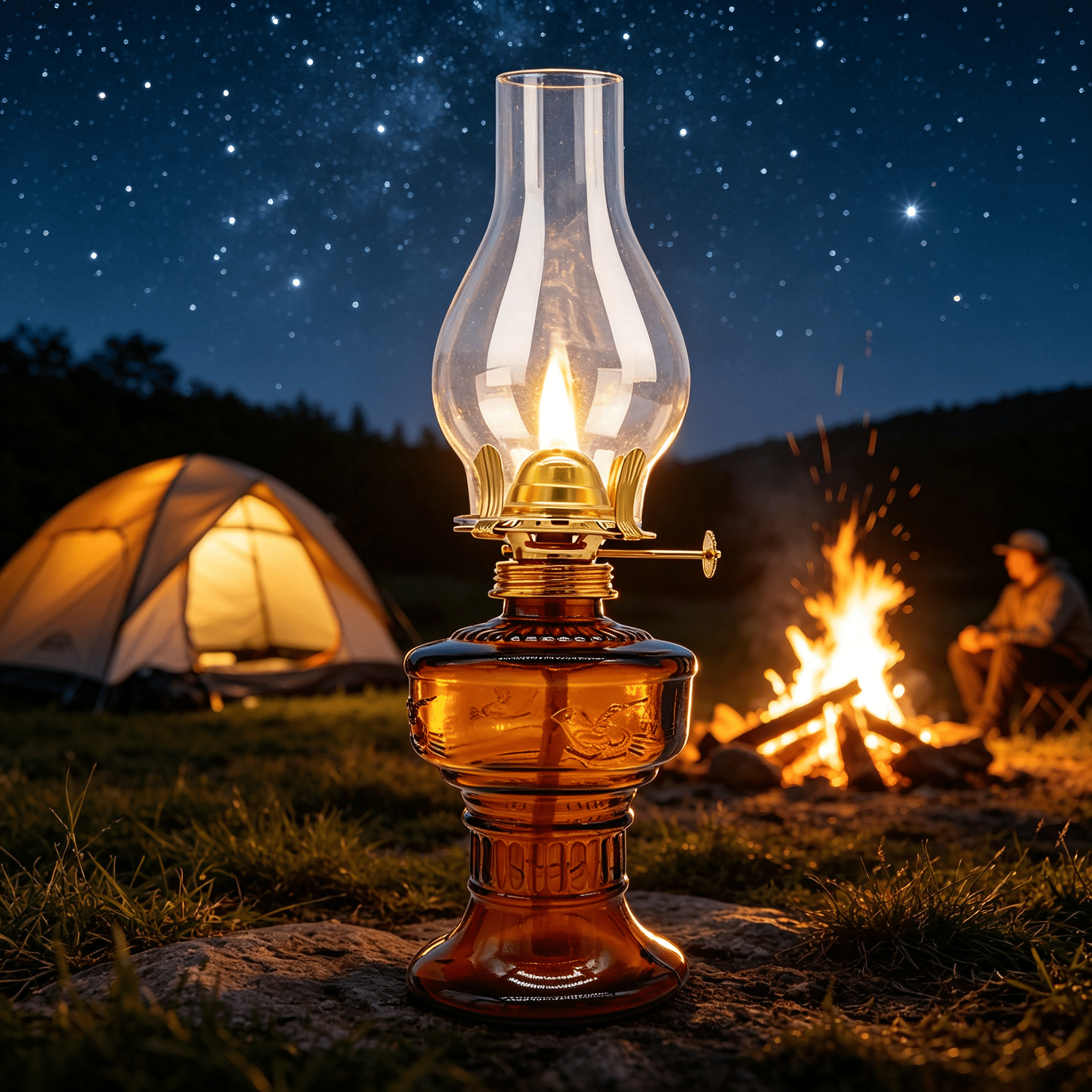 HIBIBUD 2026 New 33Cm Retro Kerosene Lamp Indoor Vintage Four-Claw Lamp Clear Glass Oil Lamps Lantern Home Decor Outdoor Camping Lights for Home, Patio, Garden, Camping, Outdoor