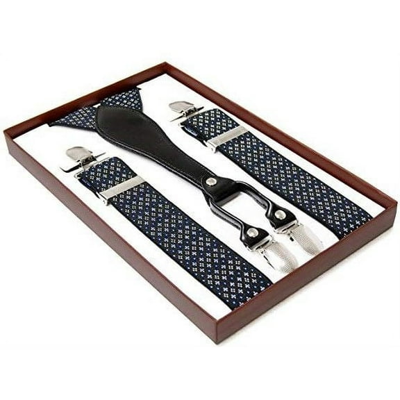 Adult Snowflakes Design Black BOXED Suspenders 1.5 Inches Wide Suspender Adjustable Strong Durable Any Occasion