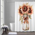 thumbnail image 5 of Summer Flower Shower Curtain for Bathroom, Retro Watercolor Yellow Sunflower Waterproof Cloth Fabric Bathroom Accessories Set with 12 Rust Proof Plastic Hooks, 72"x78", 5 of 9
