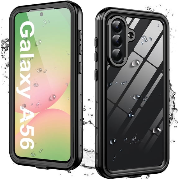 For Samsung Galaxy A56 5G Case with Built-in Screen Protector, Waterproof Case Rugged Full Body Underwater Dustproof Shockproof Drop Proof Protective Cover for Samsung A56 5G, Black