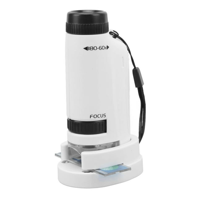 Mini Portable Microscope, Handheld White Easily Mini Microscope With LED Light For Microbiological Observation For Kids