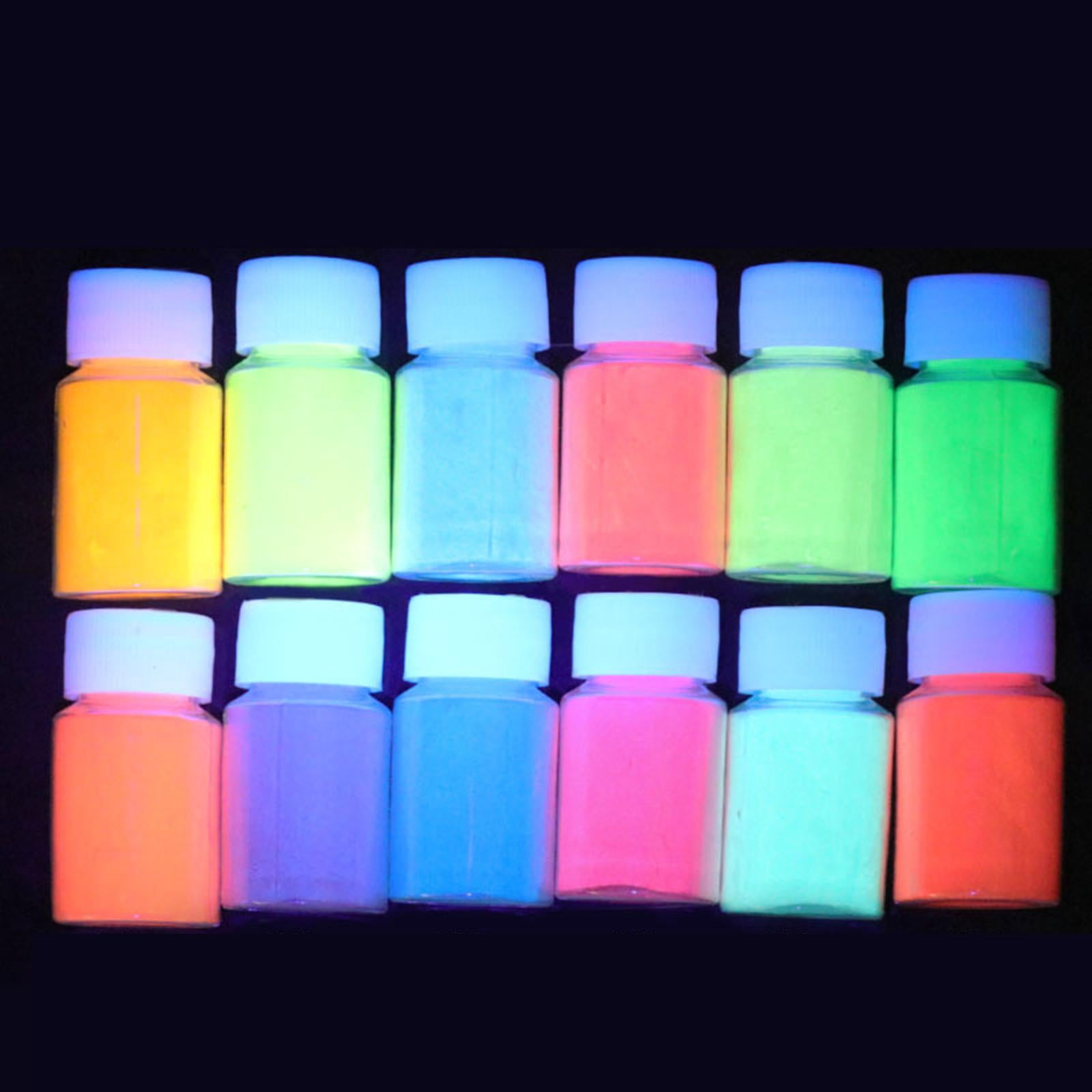 Glow In The Dark Pigment Powder 15 Jar -12 Color Glow Pigment And 3 Color Luminous Flake With UV Lamp - Epoxy Resin Luminous Powder For Slime Kit,Skin, Nail Safe Long - View #14