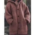 thumbnail image 4 of Women Hooded Knitted Sweater Autumn Winter Mid-length Solid Color Button Down Sweater Wool Coat, 4 of 4