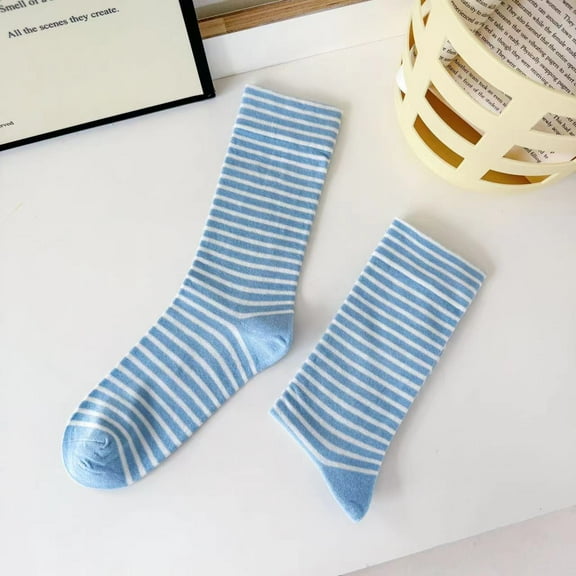 Zhuge 3 Pairs Women's Thin Cotton Socks,Soft Cotton Bootie Socks Women Above Ankle Crew Socks (Blue)