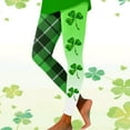 thumbnail image 2 of Arlun St. Patrick's Day Leggings for Women Trendy Checkered and Shamrock Printed Stretch Yoga Pants High Waisted Slim Fitting Sports Fitness Casual Leggings White XL, 2 of 5
