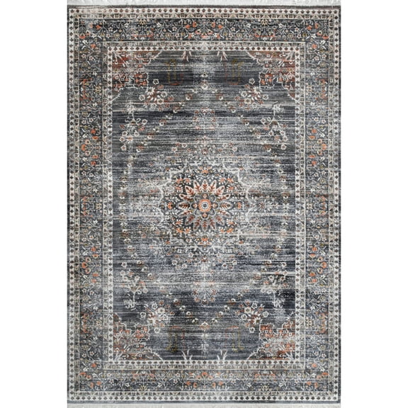 nuLOOM Mystic Elegant Blossom Runner Rug, 2' 6" x 6', Grey