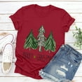 thumbnail image 5 of LoyisViDion Women'S Casual Round Neck Short-Sleeved Christmas Tree Printed T-Shirt Top Wine 4(S), 5 of 6