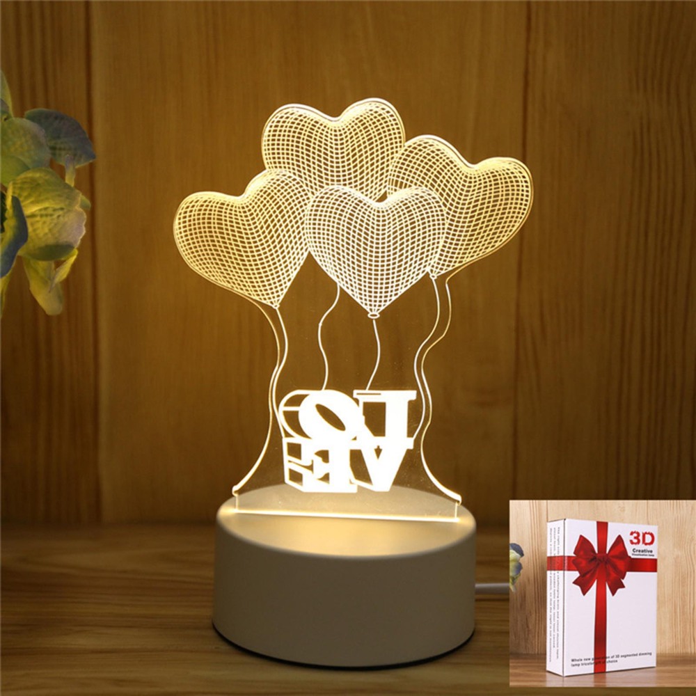 3D Optical Illusion Night Lights 3 Colors Auto Gradual Changing USB