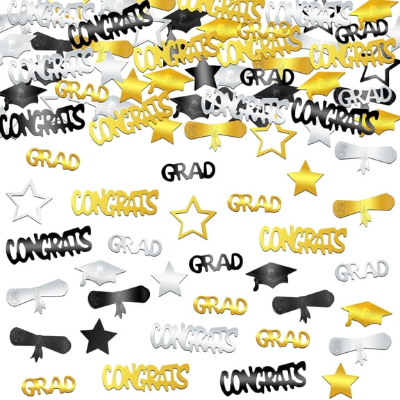 KatchOn, Congrats Grad Graduation Confetti 2026 - Pack of 1000 | Black and Gold Grad Decorations Class of 2026 | Grad Confetti Class of 2026 for Black and Gold Graduation Decorations 2026