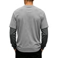 thumbnail image 4 of OIOLOYJM Men's Fake Two Piece T-Shirt Long Sleeve Crew Neck Casual Layered Tee Shirts Fashion Basic Athletic Work Pullover Gray L, 4 of 5