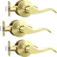 thumbnail image 1 of Leviers de Porte en Or Brossé pour Intérieur, Poignées de Porte de Passage en Laiton, Style Rabattable, Poignées de Porte de Hall/placard, Intérieur Sans Clé, Ensembles de Leviers Non Verrouillables, Réversibles pour Côté Droit/gauche, 1 of 8