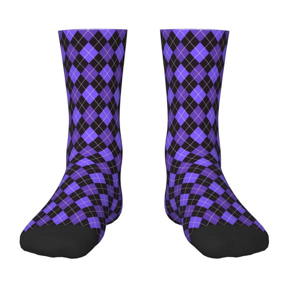 Honeii purple argyle Print Children's Colorful Socks,Unisex Kids and Toddlers' Cushioned Sock,Kids Athletic Crew Socks,for Everyday Wear and Sports