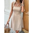 thumbnail image 6 of Women Casual Striped Tie Front Camisole Dress Sun Dress Summer Vacation Flowy Mini Dress, 6 of 10