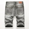 thumbnail image 2 of LZLER Mens Gray Denim Shorts Stretchy Ripped Jean Shorts for Men, 2 of 6