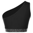 thumbnail image 4 of Aislor Women Rhinestone Gymnastic Leotard Dance Tracksuit Rhythmic Competition Bodysuit with Brief 2PCs Outfits Black XXL, 4 of 7