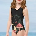 thumbnail image 4 of FOR U DESIGNS Aesthetic Mushroom Sleeveless Swimsuit One Piece Swimwear for 7-8 Years Old Quick Dry V-Neck Swimwear Bathing Suit for Kids Teens Girl, 4 of 8
