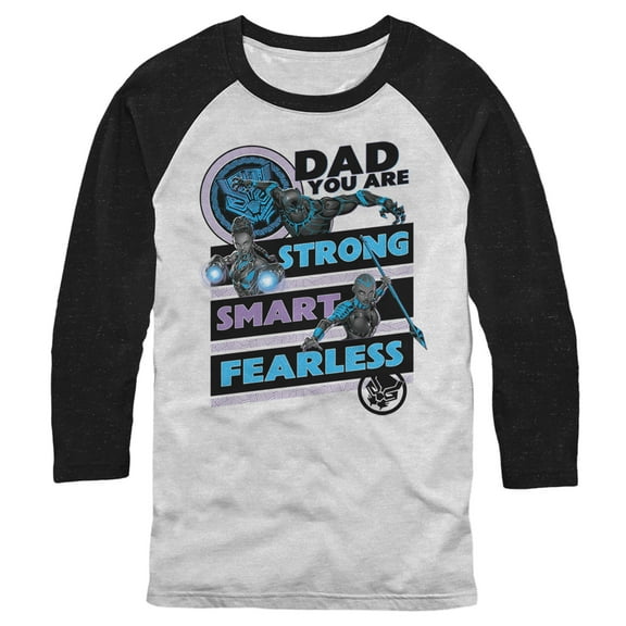 Men's Marvel Dad You are Strong Smart Fearless Baseball Graphic Tee White/Black 2X Large