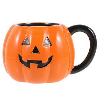 DanceeMangoo Clear Glass Cup & Saucer Set, 6 Oz Scented Tea Cup Coffee Mug,  Pumpkin Stripes 