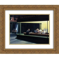 Nighthawks: James Dean, Marilyn Monroe, Elvis Presley 2x Matted 16x13 Gold Ornate Framed Art Print by Gottlieb Helnwein