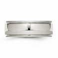 thumbnail image 3 of Solid Stainless Steel Grooved and Beaded 8mm Men's Plain Classic Wedding Band Ring Size 11, 3 of 7